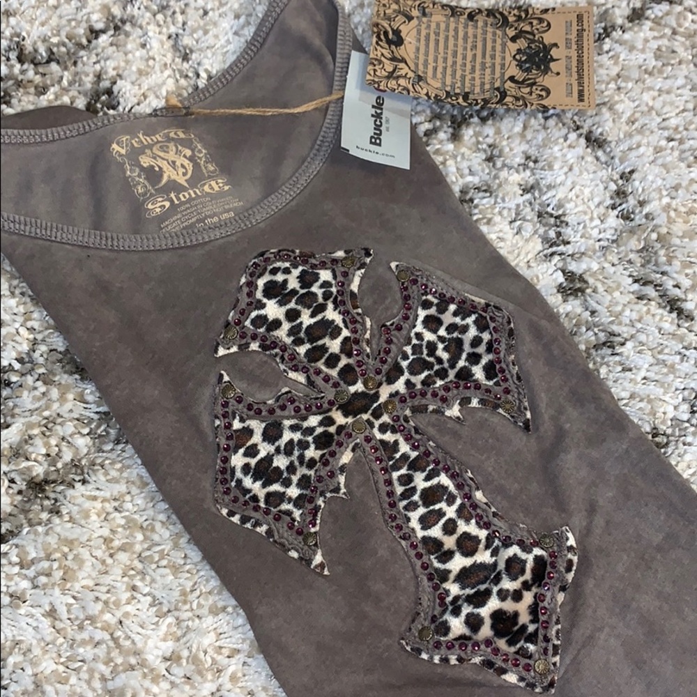 NWT! Velvet Stone Buckle Rhinestone Long Sleeve S